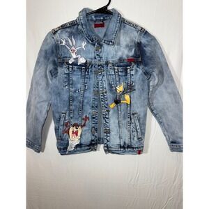 Looney Tunes Denim Jacket Bugs Bunny Taz Daffy Duck Kids Sz 10 HausJr